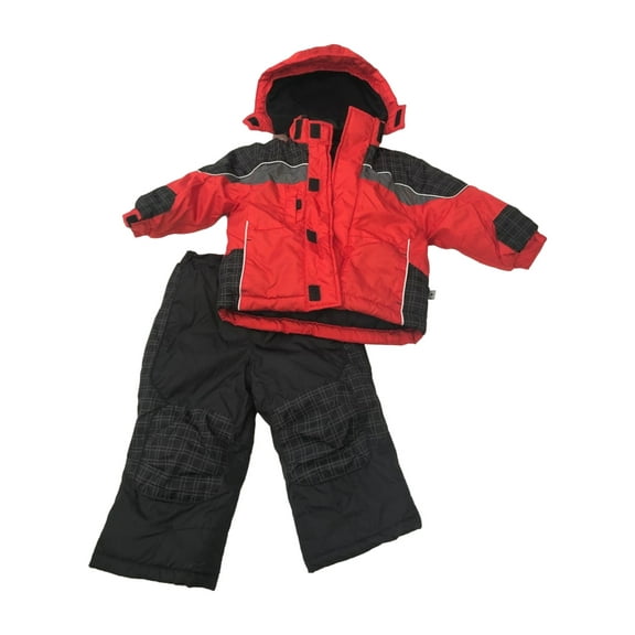 Below Zero Infant Boys Black & Red Plaid Snowsuit Coat & Snow Pants Set 24m