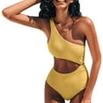 thumbnail image 2 of Traje de baño Gibobby Mujer Una Pieza Bikini Sexy Un Hombro Cintura Alta Color Sólido Hebilla de Metal, 2 of 3