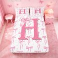 thumbnail image 5 of meiyoeat Pink Cute Bow Full Size Sheets For Girls,Dreamy Bowknot Monogram Print H Bed Sheets For Kids,4pcs, 5 of 6