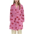 thumbnail image 3 of Winter Flannel Robes for Women Winter Women's Plus Size Cozy Soft Thickened Velvet Printed Long Sleeve Pajamas Bathrobes, 3 of 4