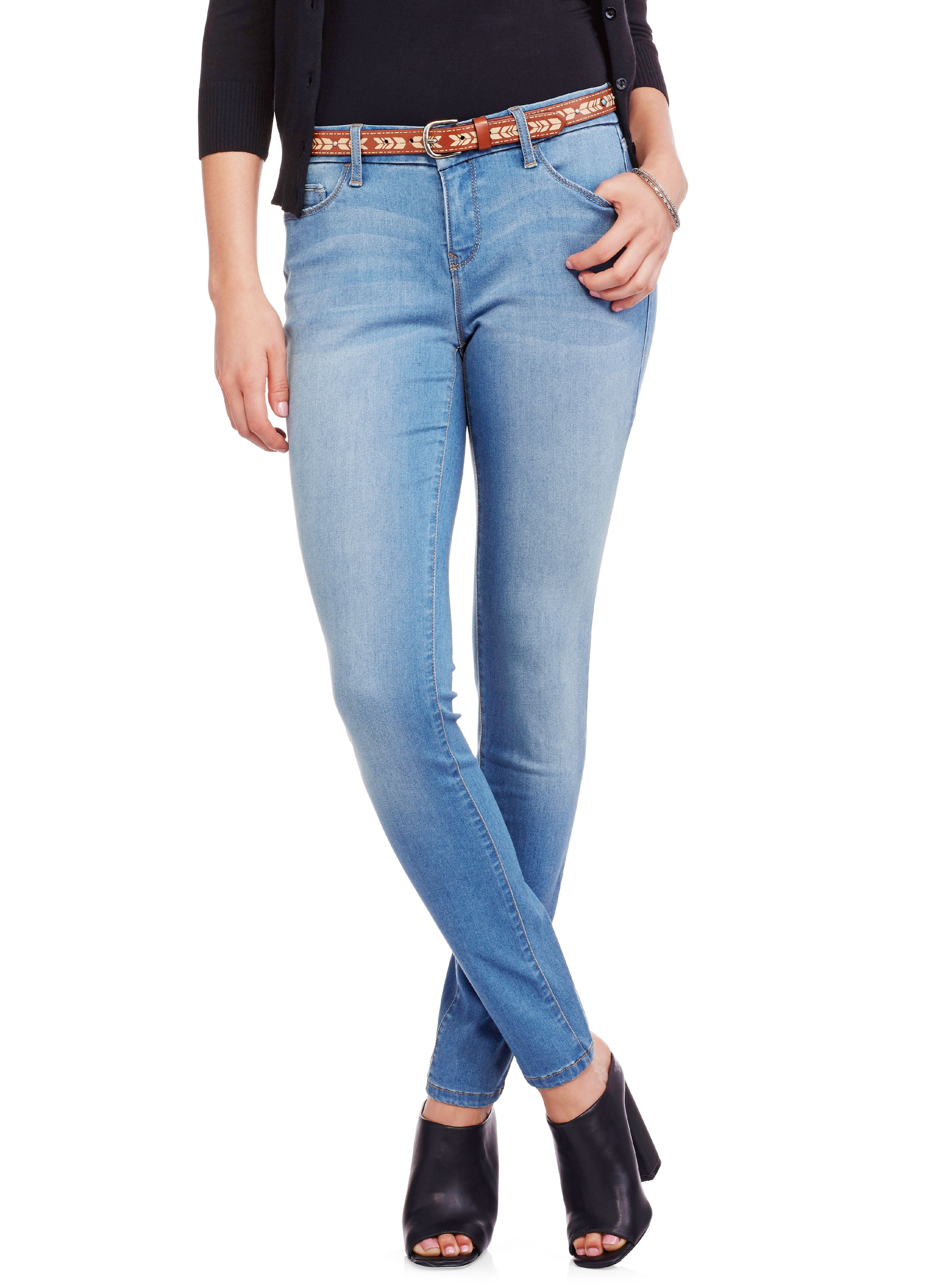 Women's Mid Rise Skinny Jeans with Super Stretch - Walmart.com