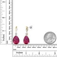 thumbnail image 6 of Gem Stone King 26.64 Cttw 925 Silver and 10K Yellow Gold Red Created Ruby and White Moissanite Earrings for Women | Gemstone July Birthstone | Pear Shape 18X13MM, 6 of 6