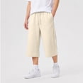 thumbnail image 5 of CONROSES Men's Capri Sweatpants Baggy Wide Leg Sweat Pants for Men Solid Elastic Waist Drawstring Fall Athletic Jogger Trousers with Pocket, 5 of 6