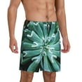 thumbnail image 2 of Goofa Teal Cactus Pattern Men's Pajama Short Sleep Shorts Soft Comfortable Breathable Pajamas Shorts with Pockets-X-Large, 2 of 6