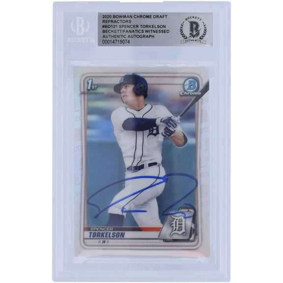 Spencer Torkelson Detroit Tigers Autographed 2020 Bowman Chrome Draft Refractor #BD-121 Beckett Fanatics Witnessed Authenticated Card - Fanatics Authentic Certified