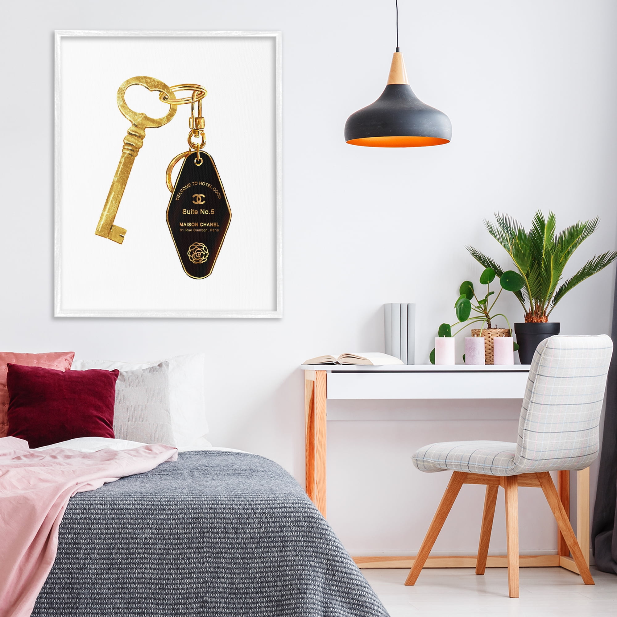 Luxury Fashion Key White Framed Giclee Art, design by Ziwei Li