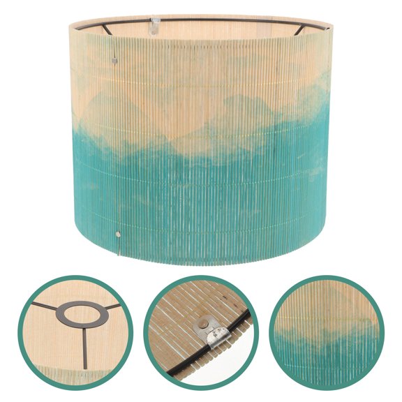 Masteelf Bamboo Lamp Shade with Unique Watercolor Print for Home Decor Table Lamps Light Green 12.5 Inches