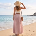 thumbnail image 5 of Women's Bohemian Style Elastic Waist Band Cotton Linen Long Maxi Skirt Dress, 5 of 6