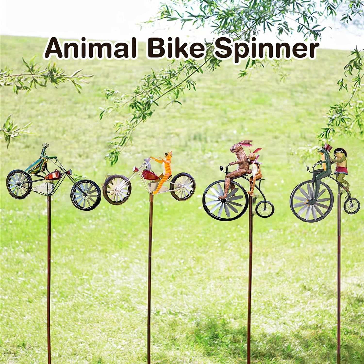 Vintage Bicycle Metal Wind Spinner- Metal Funny Frog Riding ...