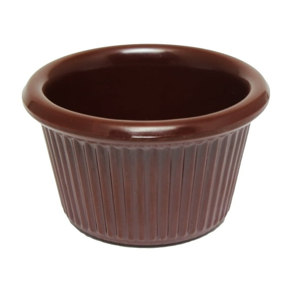 Excellante Fluted Melamine Ramekin Collection 1-1/2 oz., 2-1/2" Fluted Ramekin, Chocolate, Comes in Dozen