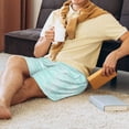 thumbnail image 5 of Balery Blue Bright Men's Cotton Knit Pajama Shorts Waistband & Pockets,Short Pajama Pants-Medium, 5 of 8