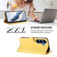 thumbnail image 3 of Wallet Leather Case For Samsung Galaxy S25 5G 6.2",with Card Holder,wristband, Shockproof Kickstand Embossed Love Cat Phone Case,Yellow,For Galaxy S25 (5G), 3 of 8
