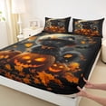 thumbnail image 3 of Manfei Spooky Pumpkin Bed Sheets Set Queen Size,Halloween Bedding Sets Queen Size,Cute Pet Cat Bed Sheets Queen,Breathable Room Decoration,4 Pieces, 3 of 7