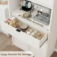 thumbnail image 6 of Tall Kitchen Pantry Cabinet, 70" Storage Cabinet with Countertop Shelf and Drawer, Freestanding Fluted Kitchen Hutch Cupboard for Dining Room, Living Room，White, 6 of 8