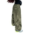 thumbnail image 4 of KOMOO Women Loose Cargo Pants Elastic Waist Tie-Up Pockets Wide Leg Sweatpants Jogger Trousers, 4 of 6