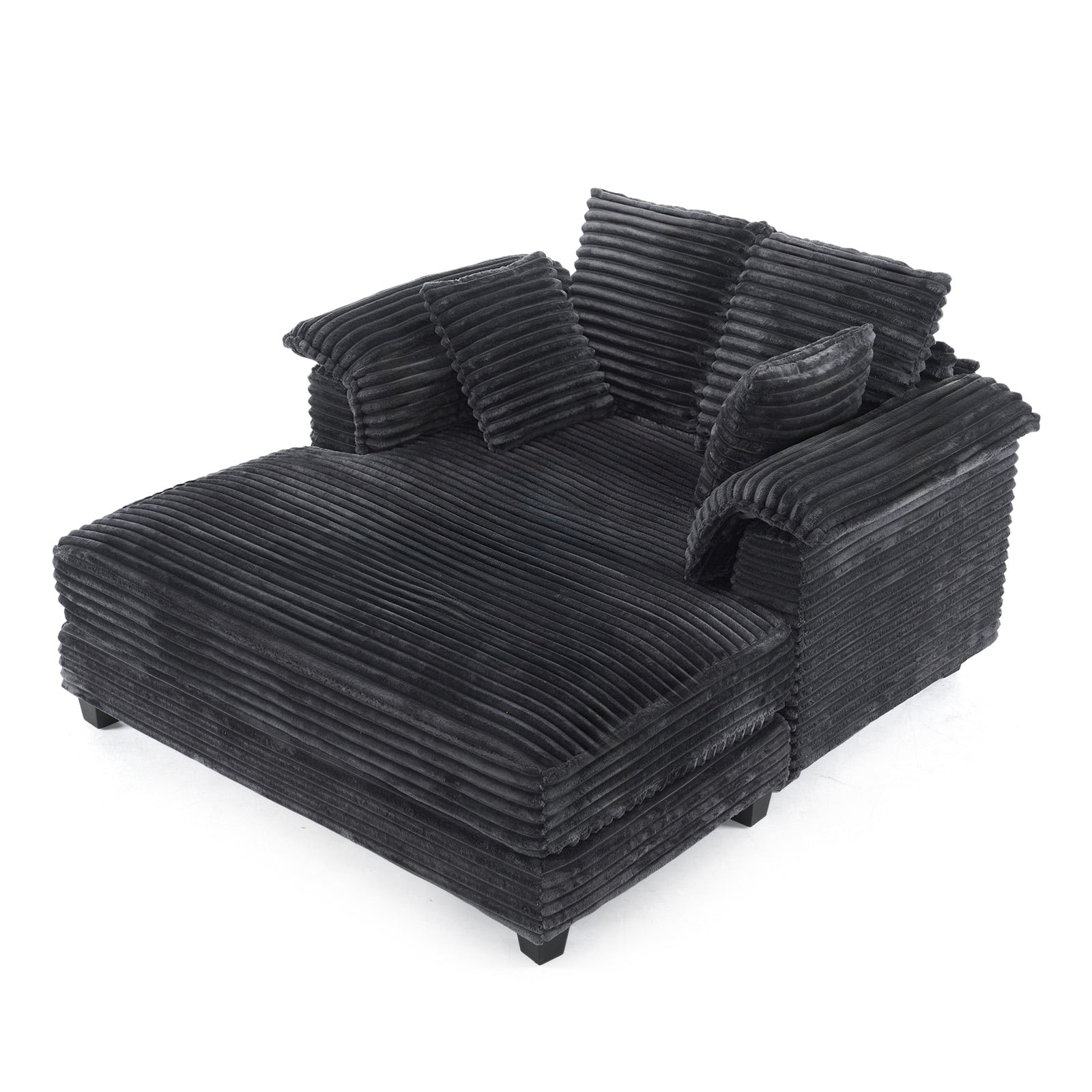 Ktaxon Corduroy Sofa Bed, Upholstered Comfy Sleeper with Pillow Arms, Lounge Chair with Lumbar Support Pillows, Ideal for Small Spaces Dark Gray