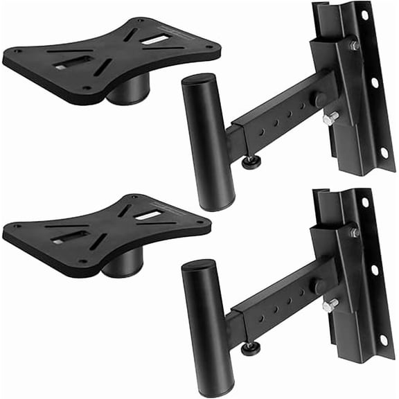 Soporte de Altavoz Universal Ajustable Dual con Pin de Acero Sólido Pyle, Ángulo de Inclinación y Rotación 90°-30°, Parada de Seguridad, Distancia de 31.75 cm desde la Pared