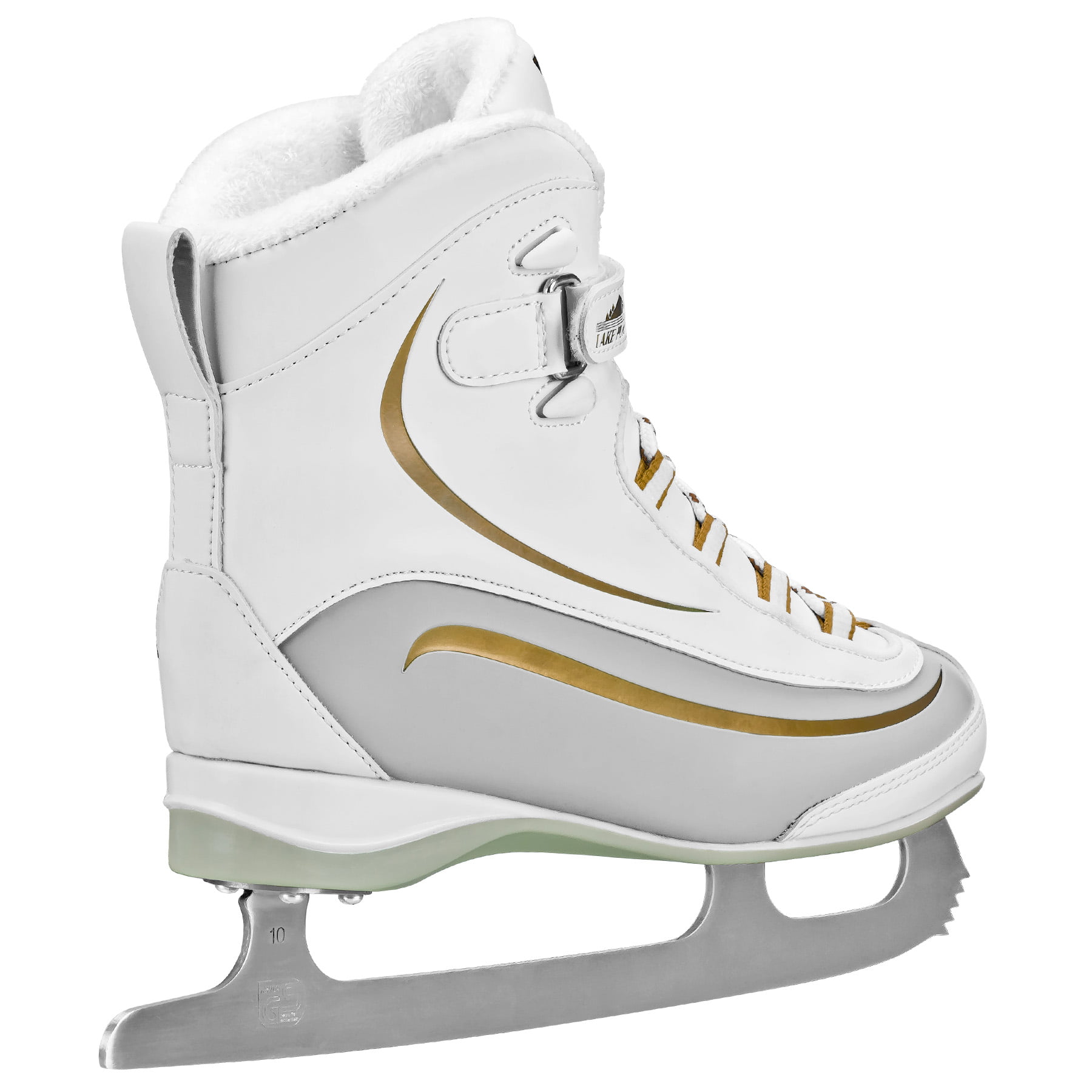 Lake Placid EVEREST Women's Soft Boot Figure Ice Skate White/Gold 