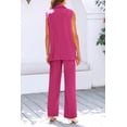 thumbnail image 4 of Conjunto PRETTYGARDEN Chaleco sin Mangas Pantalón Palazzo Rojo Rosado M, 4 of 8