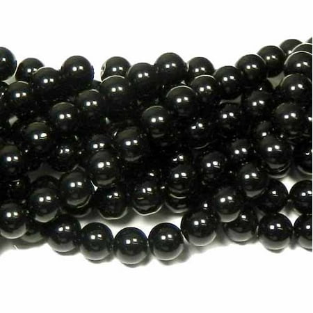 - 12mm Synthetic Black Onyx Round Hardened Glass, Loose Beads, 40cm 15 inch Strand