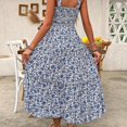 thumbnail image 3 of Womens Blue And White Ditsy Floral Spaghetti Strap Maxi Vacation Dress, 3 of 7
