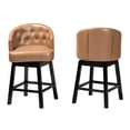 thumbnail image 2 of Baxton Studio Theron Mid-Century Transitional Tan Faux Leather and Espresso Brown Finished Wood 2-Piece Swivel Counter, 2 of 6