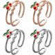 thumbnail image 1 of Juego de 4 anillos abiertos con lazo, de 2 colores, ajustables, apilables y modernos, con diamantes de imitación., 1 of 9