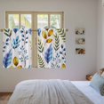 thumbnail image 3 of Watercolor Botanical Kitchen Curtains 45 Inch Length, Blue Yellow Leaves Floral Plants Spring Tiers Curtains for Bathroom Bedroom Cafe, Light Filtering Window Treatment Drapes 2 Panels 42"Wx45"L, 3 of 8
