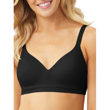

Hanes Perfect Coverage Wireless Seamless Convertible T-Shirt Bra with ComfortFlex Fit and Moisture-Wicking Black Rib S Women s