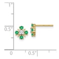 thumbnail image 2 of Real 14kt Yellow Gold Gold Emerald and Diamond Post Earrings; for Adults and Teens; for Women and Men, 2 of 2