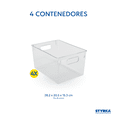 thumbnail image 3 of Juego de 4 Piezas de Organizadores Styrka Contenedores de Plástico para Refrigerador Multiusos Apilables Transparentes, 3 of 4