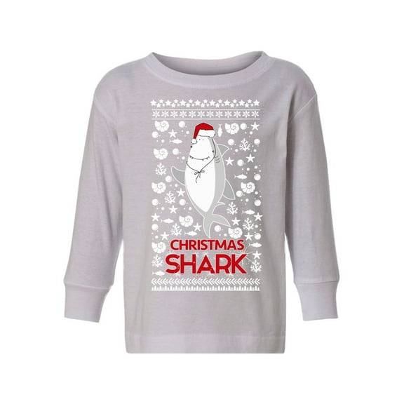 Awkward Styles Toddler Christmas Sweater Long Sleeve Toddler Christmas Shirt for Boys Girls Shark in Hat Sweater