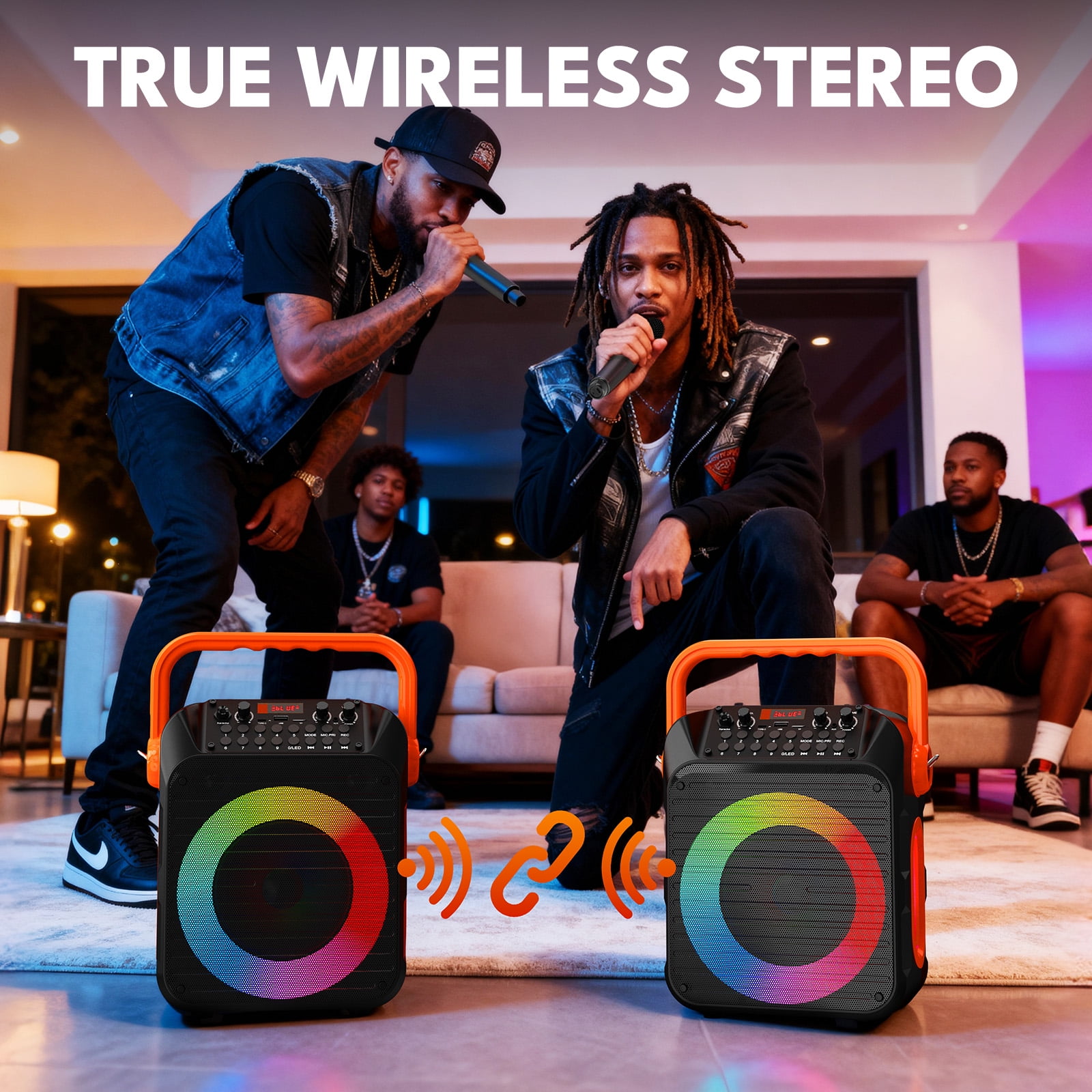 Dammyty Karaoke Machine for Adults Kids, Karaoke Speaker with 2 Microphone, Portable Bluetooth Speaker with DJ Lights for Partyth Speaker for Outdoor Party