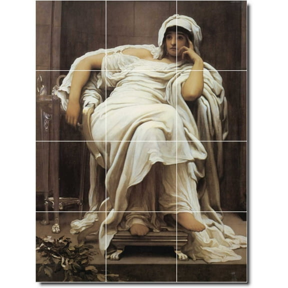 Ceramic Tile Mural-Frederick Leighton Women Painting 93. 12.75" w x 17" h using (12) 4.25 x 4.25 ceramic tiles