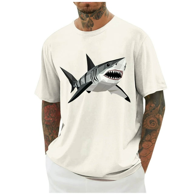 Chemise à Manches Courtes Imprimée Col Rond pour Hommes, 95 % Polyester 5 % Spandex, Ajustement Décontracté Respirant, Tissu Doux, pour Usage Quotidien en Extérieur, Printemps Été