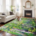 thumbnail image 3 of Green Oil Painting Area Rug 6x9 FT, Non Slip Living Room Throw Carpet, Modern Abstract Art Summer Tree Leaves Washable Soft Large Floor Carpet Non-Shedding Rug for Bedroom Dining Room Play Room, 3 of 9