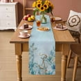 thumbnail image 2 of Nautical Anchor Table Runner 90 Inches, Coastal Ocean Coral Eucalyptus Leaves Bed Runner Dresser Scarves Tabletop for Indoor Outdoor Parties/Ceremony/Banquet, 13" x 90", 2 of 9