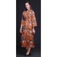 thumbnail image 2 of Bimba Medium Orange Bird Blossom & Robin Cotton Robe Women Lightweight Printed Crossover Robes Bridesmaid Getting Ready Shirt X, 2 of 5