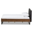 thumbnail image 3 of Baxton Studio Mitchell Rustic Industrial Walnut Wood Black Faux Leather Dark Bronze Metal Queen Size Platform Bed, 3 of 8