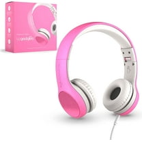 LilGadgets Connect Style Wired Headphones for Kids for School with SharePort® Technology, Child-Friendly Foldable On-Ear Headset with Built-in Microphone, Comfy for Kids Headphones, Pink