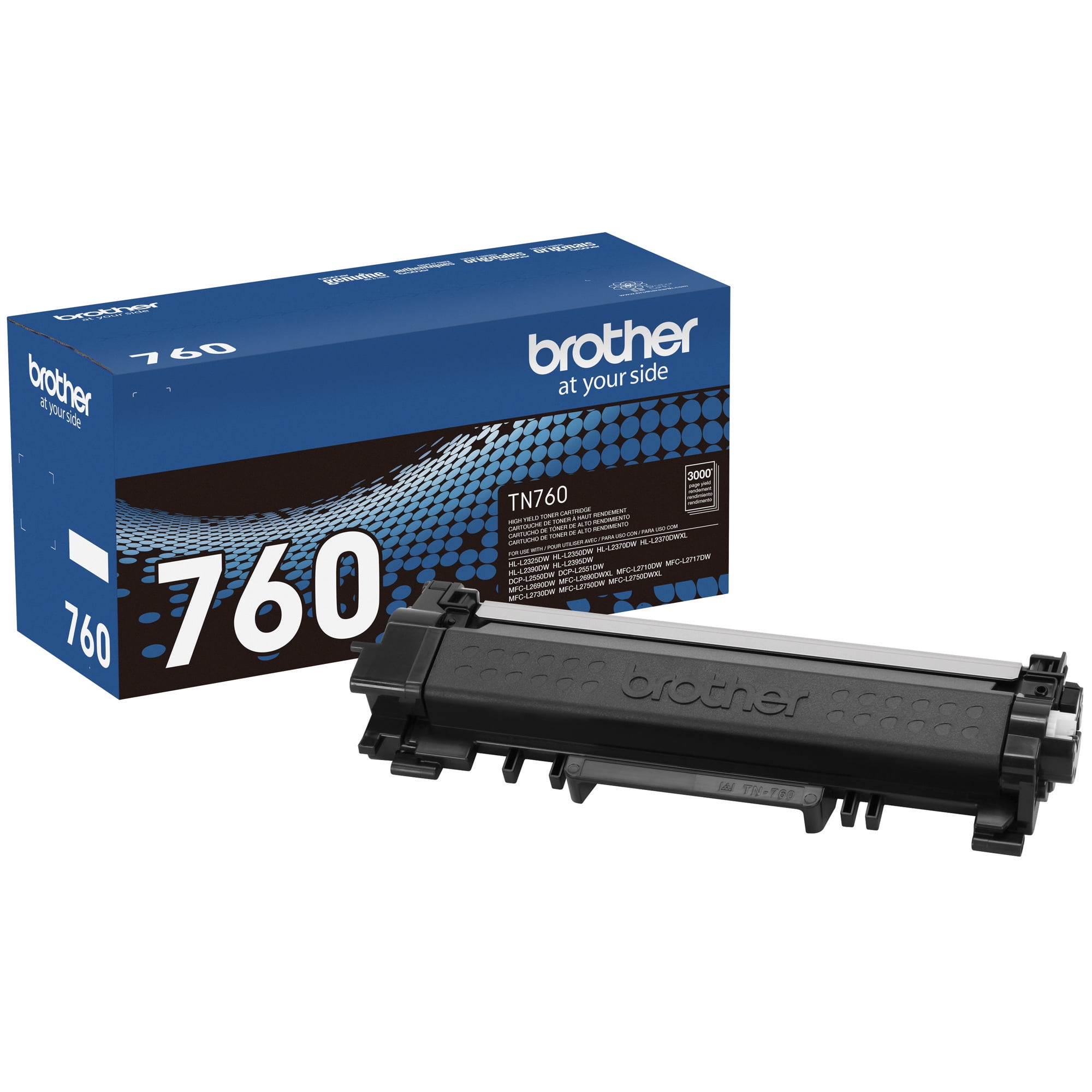 Brother Genuine High Yield Toner Cartridge, TN760, Page Yield Up to 3,000 Pages