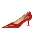 thumbnail image 2 of Zapatos de tacón alto versátiles de estilo primaveral y otoñal para mujer, zapatos de boda sencillos y clásicos de piel lacada brillante a la moda, 2 of 5