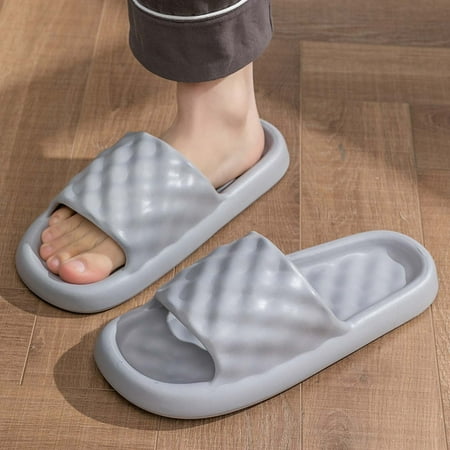 

Beach Holiday Shoes Gnobogi Womens Mens Solid Color Slippers Super Soft Breathable Anti-Slip Bedroom Home Slippers Gray