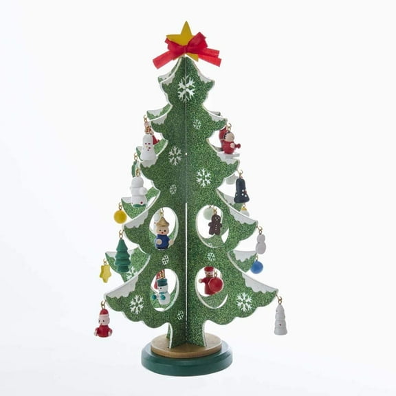 11 Inch Glitter Tree with 24 Miniature Ornaments Table Piece J7437