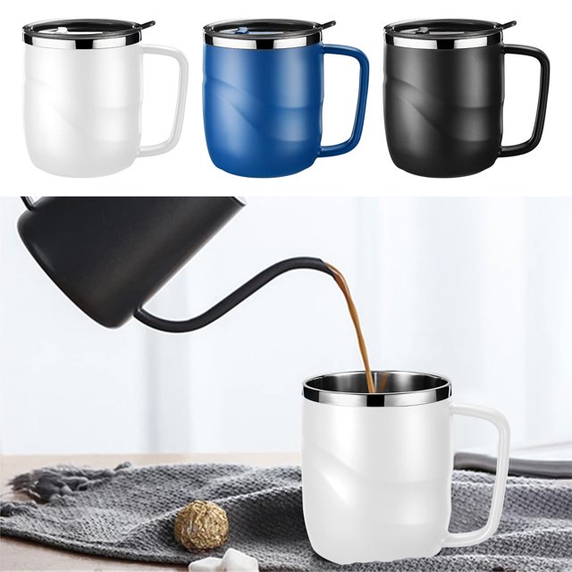 Taza De Café De Acero Inoxidable De 400 Ml Con Tapas Para Café Y Té De Agua Fría Y Caliente Muyoka Hogar