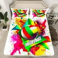thumbnail image 2 of jejeloiu Volleyball Game Twin Sheet Sets,Ball Sport Theme Twin Fitted Sheet,Watercolor Splatter Ink Flat Sheet For Boys Kids,Microfiber Bedroom Decor,3 Pieces, 2 of 7