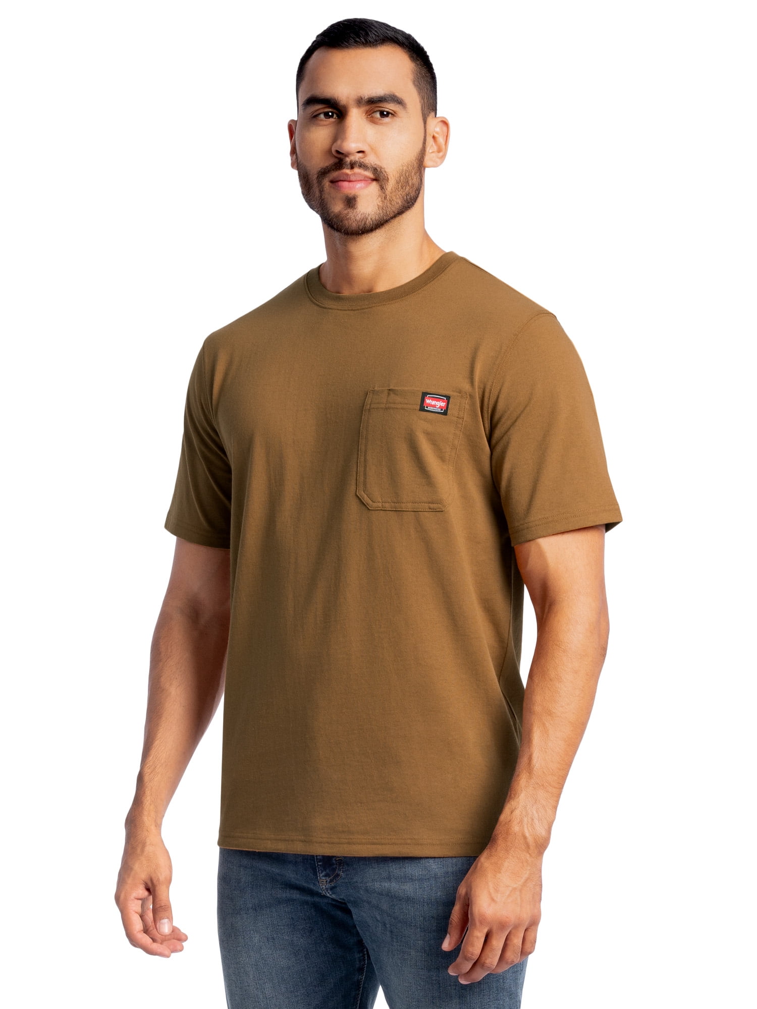 Wrangler Workwear Men's Short Sleeve Heavyweight Pocket Crew Work Shirt, size S-2XLT