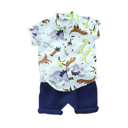 

Toddler Boys Casual Outfit Sets Boys Clothes Summer Thin Cartoon Dinosaur Series Shorts Short Sleeve Two Piece Soft Kids Clothes Cute Children s Suit Green 18-24 Months