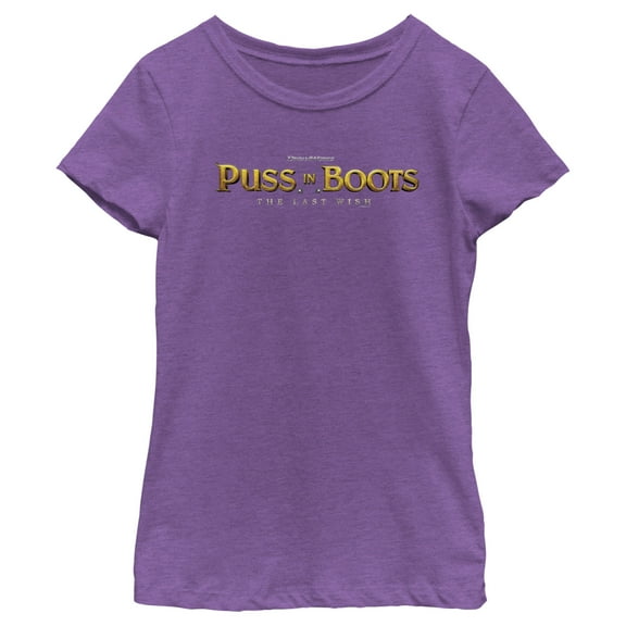 Girl's Puss in Boots: The Last Wish Movie Logo  Graphic Tee Purple Berry X Small