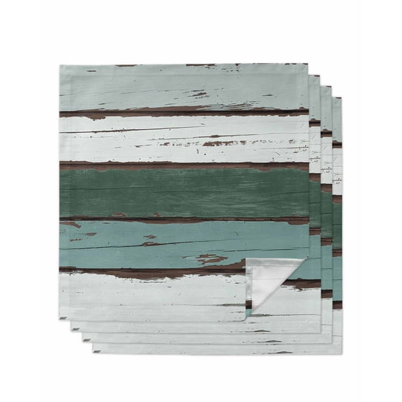 Cloth Napkins Set of 4 - 20x20 Inches, Green Gray White Washable Reusable Table Napkins, Country Vintage Gradient Wooden Plank Soft & Absortbent Dining Napkin for Party Wedding Hotel Restaurant